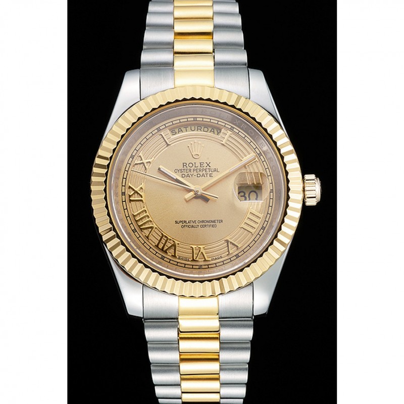 Rolex Day-Date Two Tone Stainless Steel 18k Gold Plated Gold Dial-1