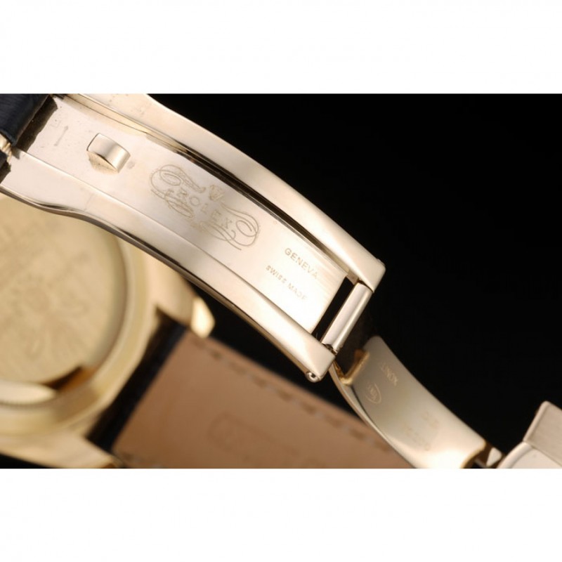 Rolex Daytona Gold Case Blue Dial Black Leather Strap-6