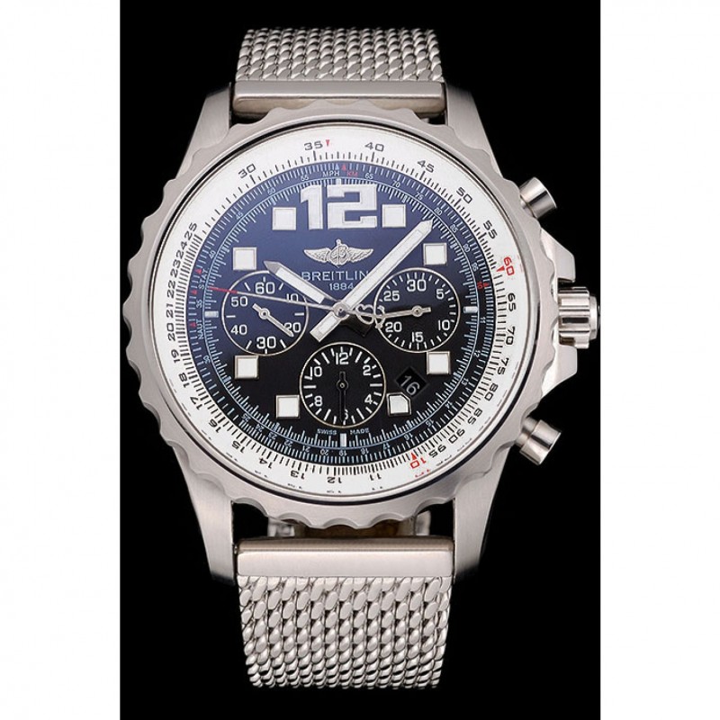 Swiss Breitling Professional Chronospace Black Dial Stainless Steel Case And Bracelet 622874-1