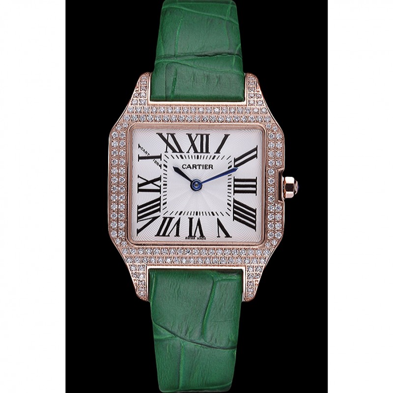 Cartier Santos 100 Diamond Rose Gold Bezel 621912-1