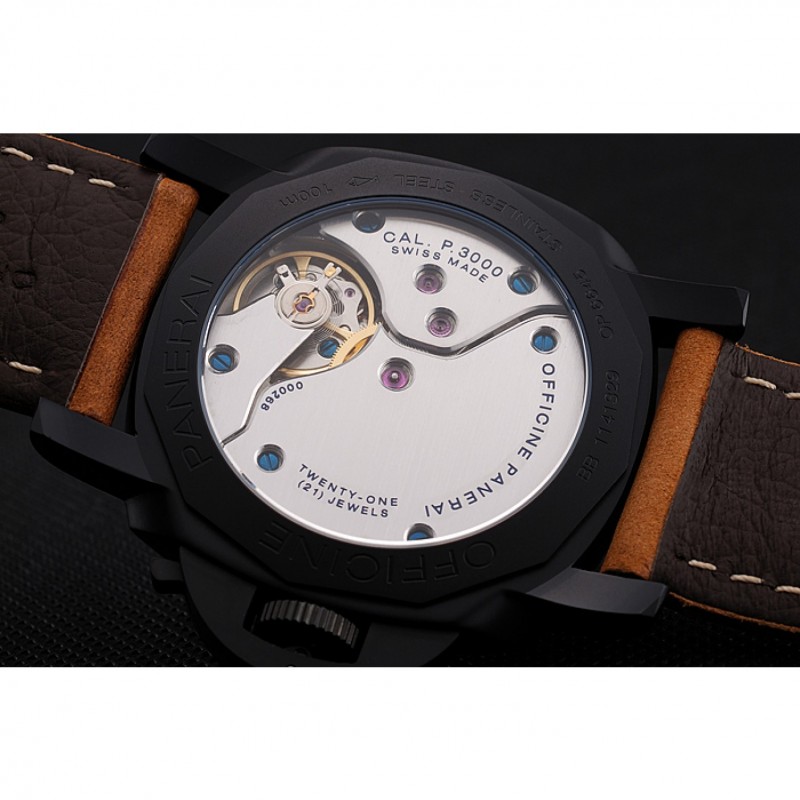 High Quality Replica Watches Swiss Panerai Luminor 1950 Brown Dial Black PVD Case Brown Suede Leather Strap 1453848-7