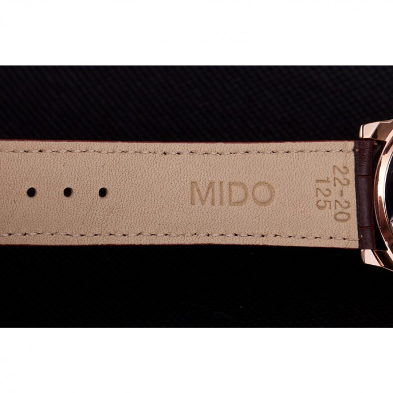 Mido Multifort Brown Croco Leather Strap White Dial 80287-7