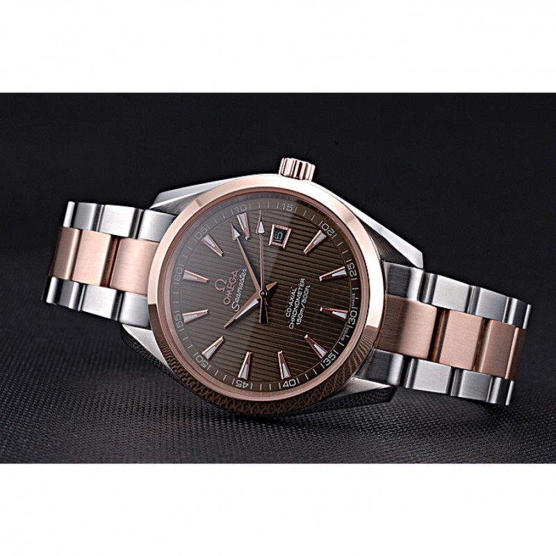 High End Replica Watches Omega Seamaster Brown Dial Two Tone 622168-4