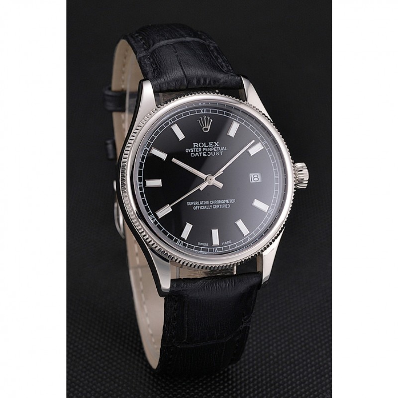 High End Replica Watches Swiss Rolex Datejust Black Dial Stainless Steel Case And Bracelet-2