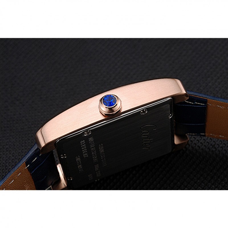 Cartier Tank MC White Dial Gold Case Blue Leather Strap 622577-5