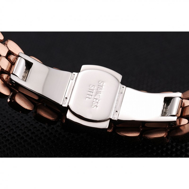 Cheap Omega De Ville Prestige No Date Black Dial With Diamonds Rose Gold Case And Bracelet-6