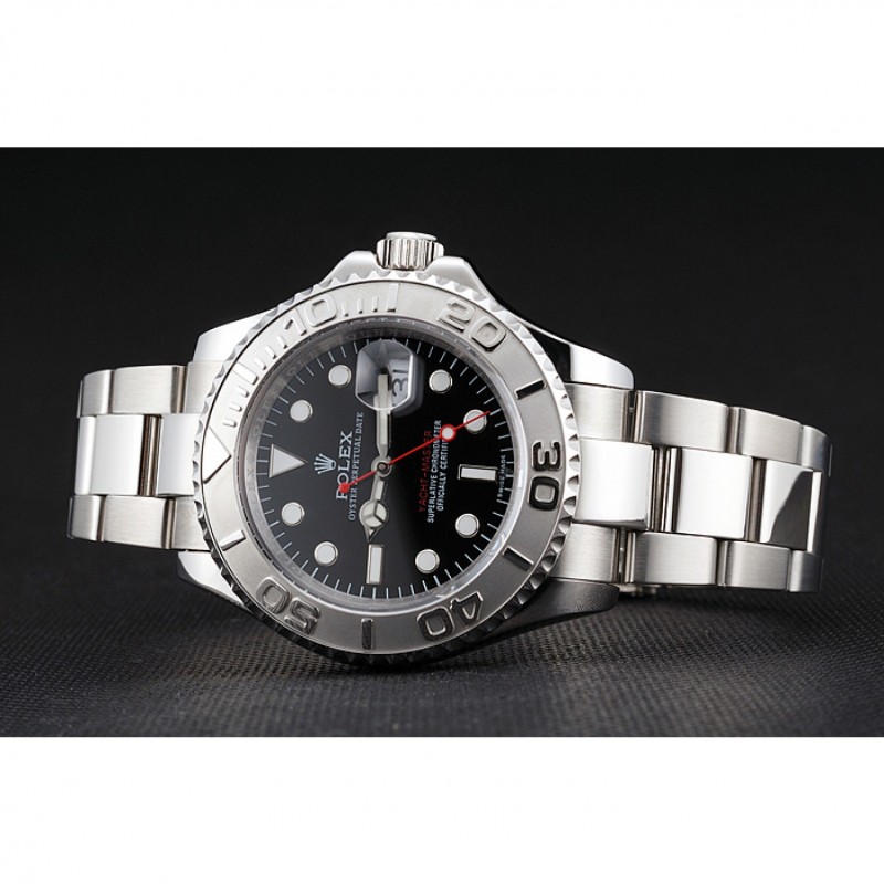 High Quality Swiss Rolex Yacht-Master Black Dial Stainless Steel Case And Bracelet-3
