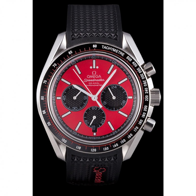 Omega Speedmaster Black Rubber Bracelet Red Dial 801421-1