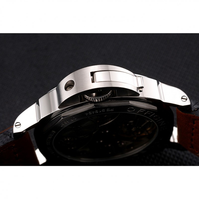 Panerai Luminor Marina Stainless Steel Bezel Brown Leather Bracelet 622313-8
