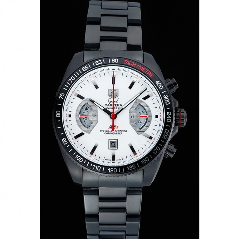 Tag Heuer Carrera Black Stainless Steel Case White Dial 98241-1