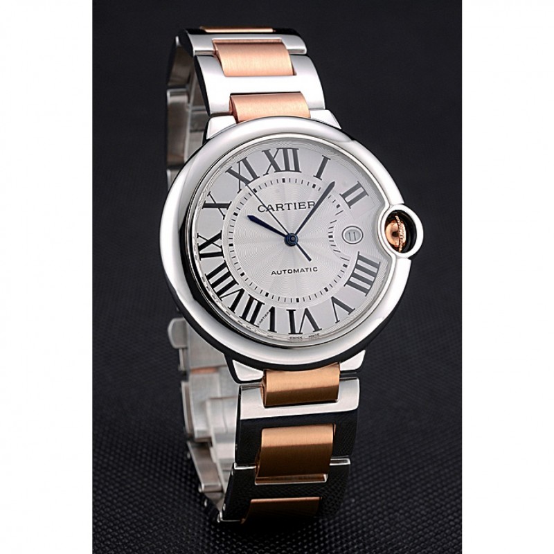 Swiss Cartier Ballon Bleu 42mm Silver Dial Stainless Steel Case Two Tone Rose Gold Bracelet 622875-2
