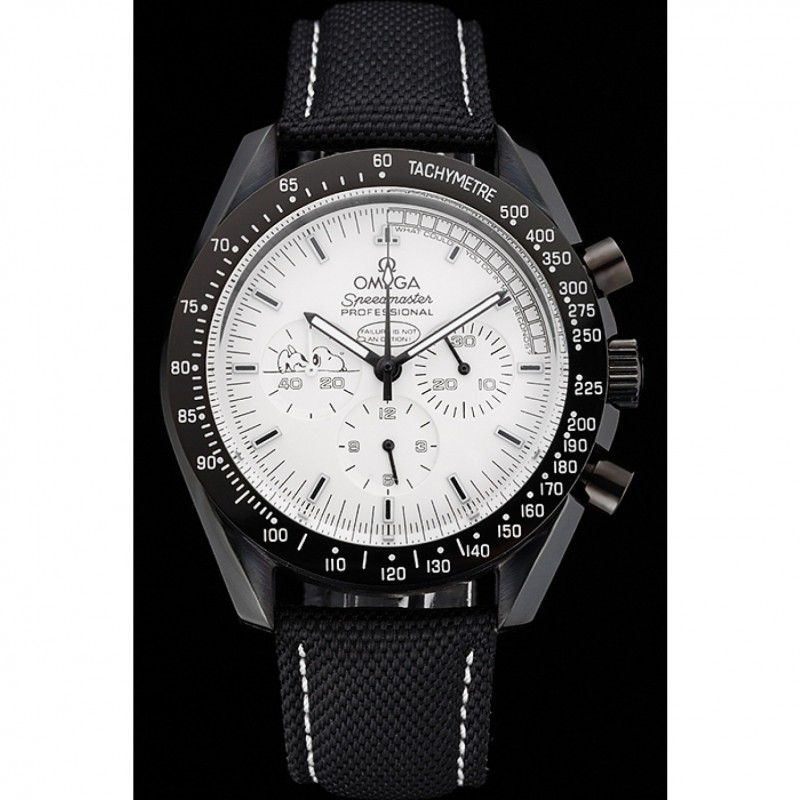 High Quality Omega Speedmaster Professional Apollo 13 Silver Snoopy Award White Dial Black Case Black Nylon Strap-1