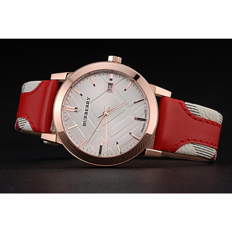 Burberry The City Classic Silver Dial Red Bracelet 622567-4