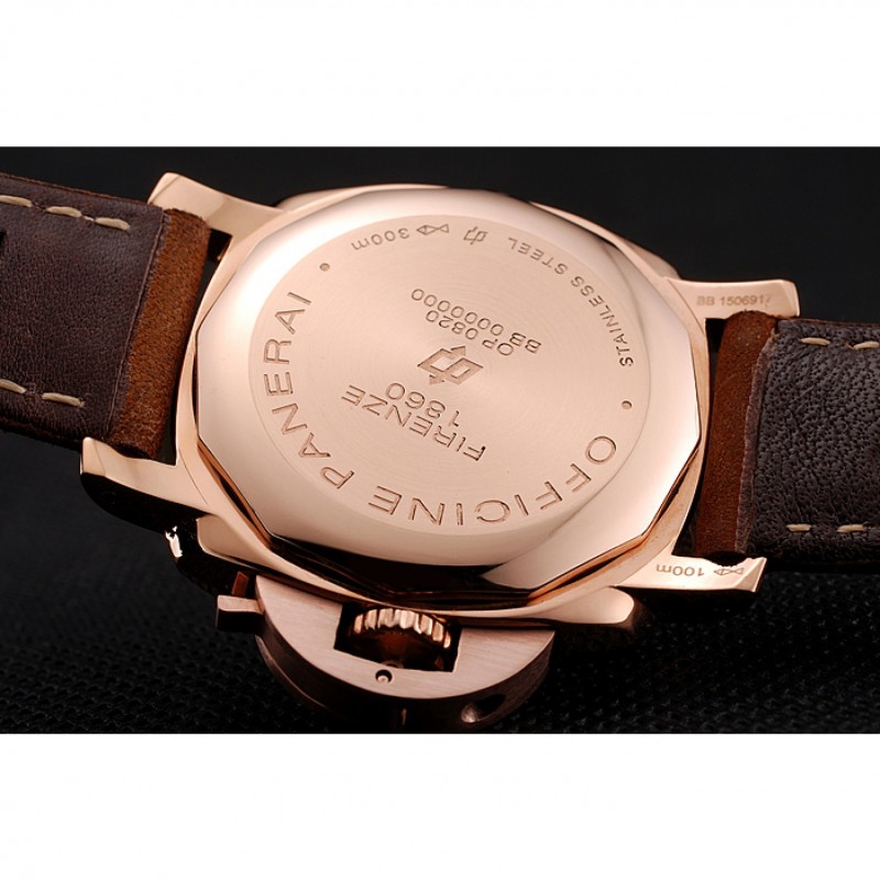 AAA Panerai Radiomir White Dial Diamond Bezel Rose Gold Case Brown Suede Leather Strap 1453799-7