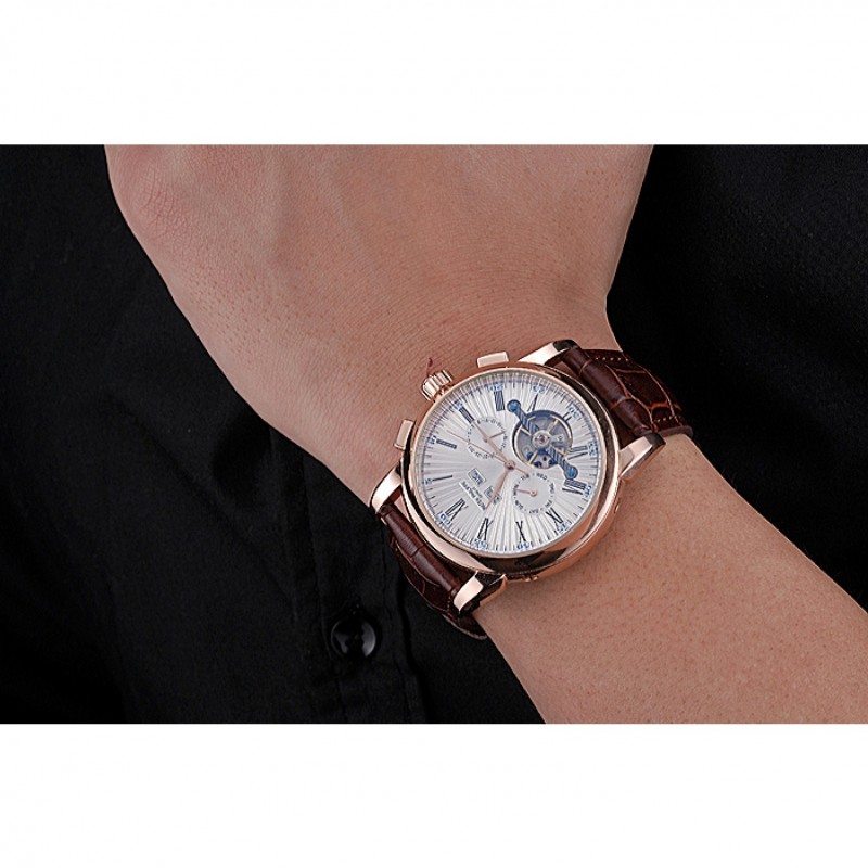 Patek Philippe Grand Complications Gold Case White Dial Roman Numerals Brown Leather Bracelet 622253-8