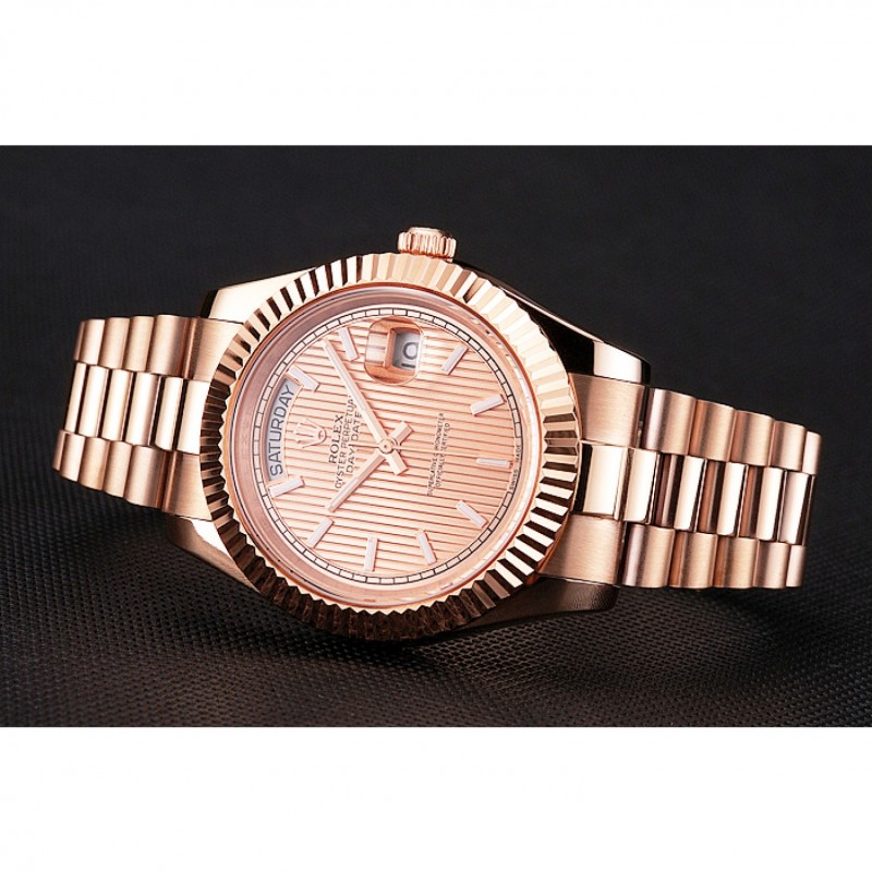 Swiss Rolex Day Date 40 Rose Gold Etched Dial Rose Gold Case And Bracelet-3