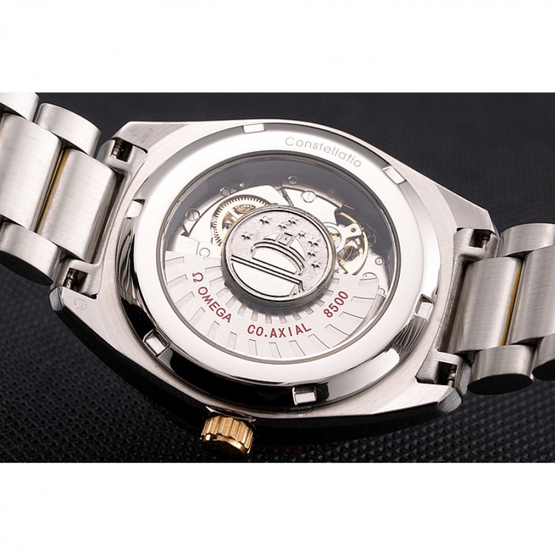Omega Globemaster Black Dial Stainless Steel Case Gold Bezel Two Tone Bracelet-7