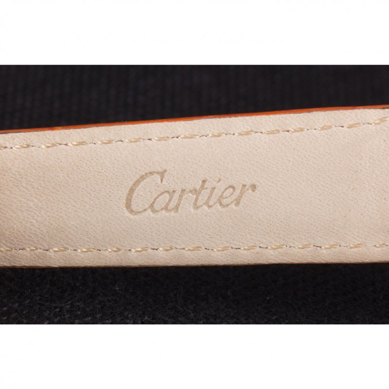 Cartier Ballon Bleu Silver Bezel with White Dial and Orange Leather Band 621550-8