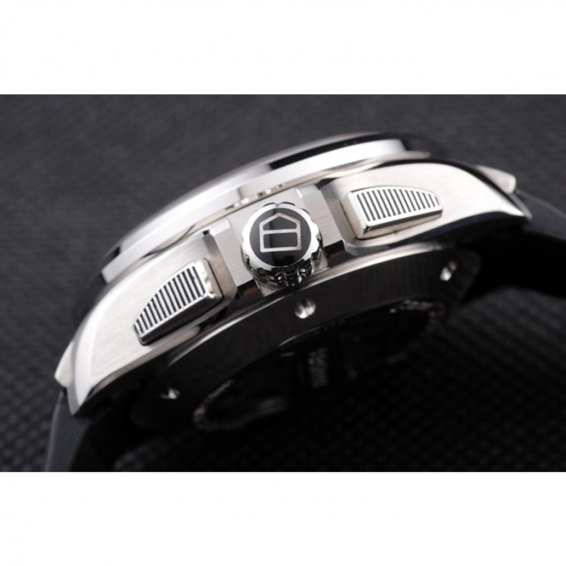 High Quality Replica Watches Tag Heuer Swiss Carrera Tachymeter Bezel Perforated Black Rubber Strap White Dial-7