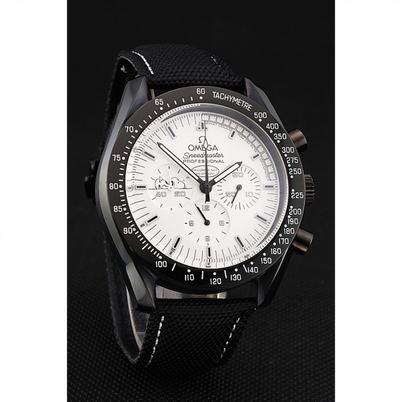High Quality Omega Speedmaster Professional Apollo 13 Silver Snoopy Award White Dial Black Case Black Nylon Strap-2