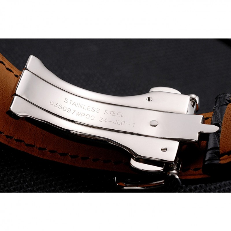 Swiss Hermes Arceau Skeleton Black Dial Blue Hands Stainless Steel Case Black Leather Strap-6