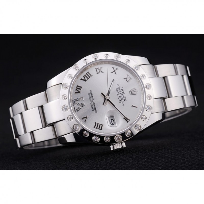 Rolex Datejust Diamond Bezel Silver Dial 7468-3