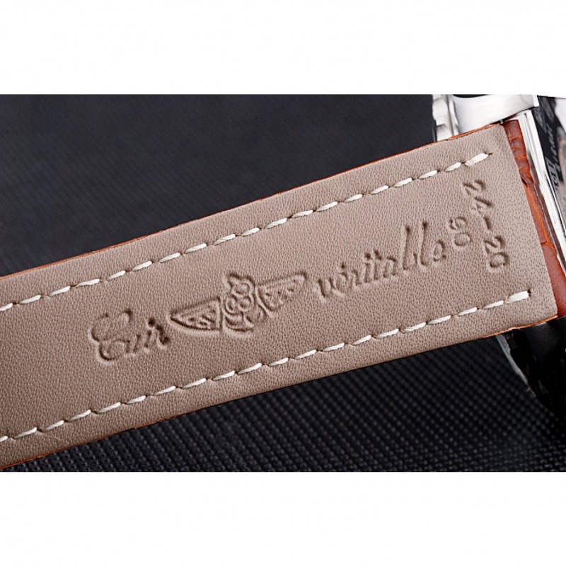 SS Replica Watches Breitling Navitimer Brown Leather Strap White Dial-6