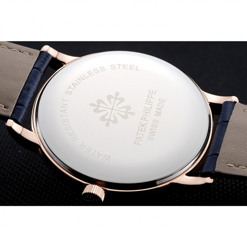 Patek Philippe Calatrava White Dial Blue Roman Numerals Gold Case Blue Leather Bracelet 1454056-7