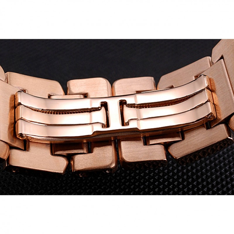 Luxury Replica Watches Cartier Tank MC Black Dial Rose Gold Case And Bracelet 622703-6