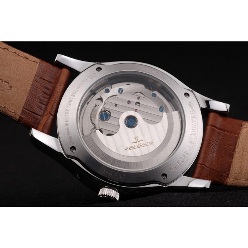 Jaeger Le Coultre Master Control Tourbillon White Dial Brown Leather Strap-5