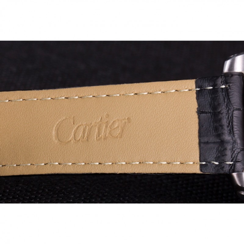 Cartier Calibre Flying Tourbillon Black Dial Stainless Steel Case Black Leather Bracelet-5