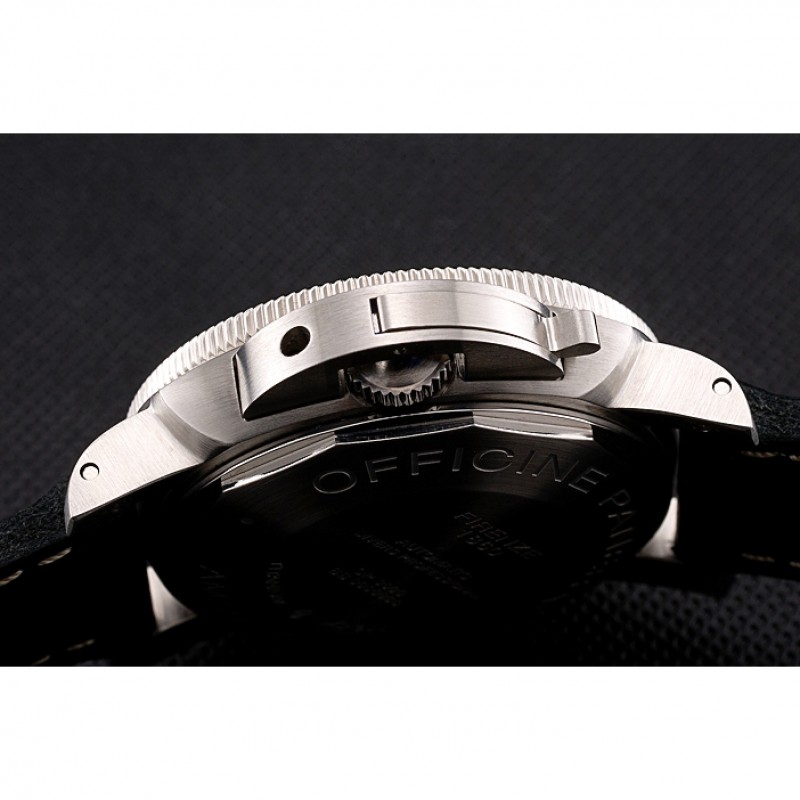 Panerai Luminor Submersible Black Dial Stainless Steel Case Black Bezel Black Leather Strap-8