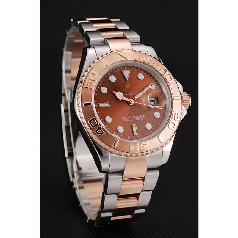 Rolex Yacht Master Rose Gold Dial Two Tone Stainless Steel Bracelet 1453864-1