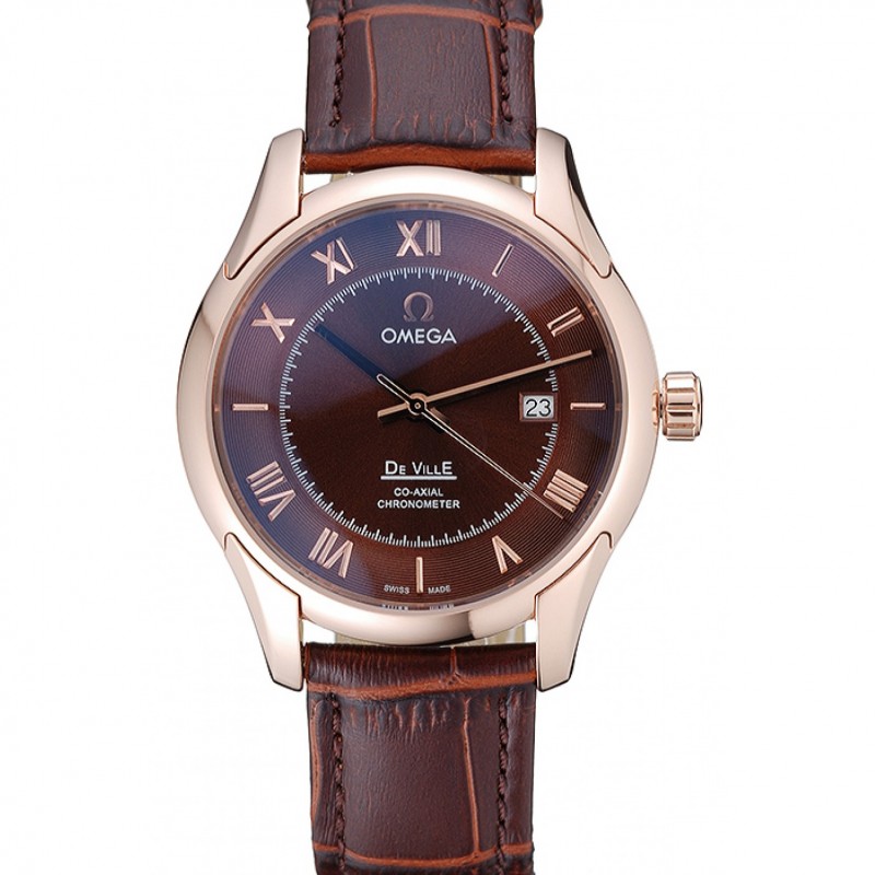 Omega DeVille Brown Dial Gold Case Brown Leather Strap 622831-0