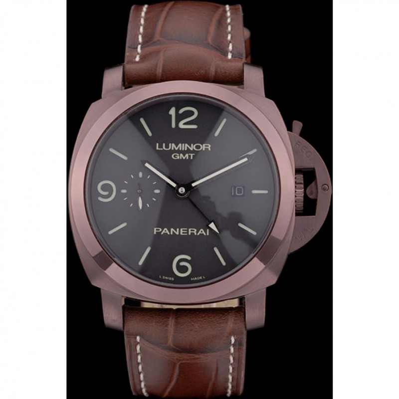 Panerai Luminor Brown Leather Strap Black Dial 80160-1