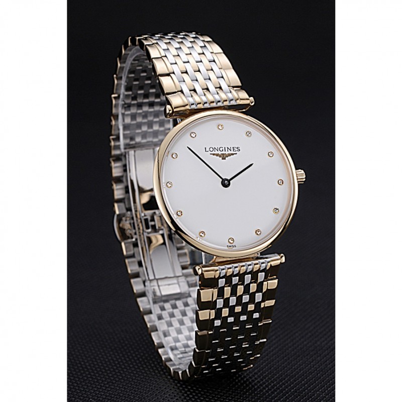 Longines La Grande Classique Two Tone Band White Dial Diamond Markers Homme 622101-2