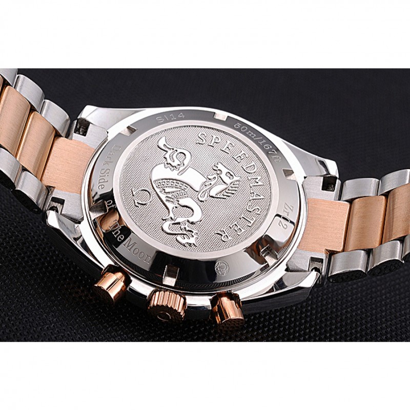 Omega Speedmaster White Dial Gold Bezel Stainless Steel Case Two Tone Bracelet 622803-6