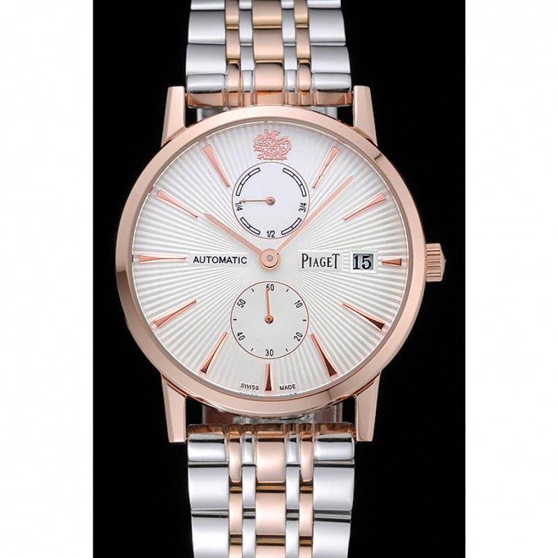 Piaget Altiplano White Dial Rose Gold Case Two Tone Stainless Steel Bracelet 1454231-1
