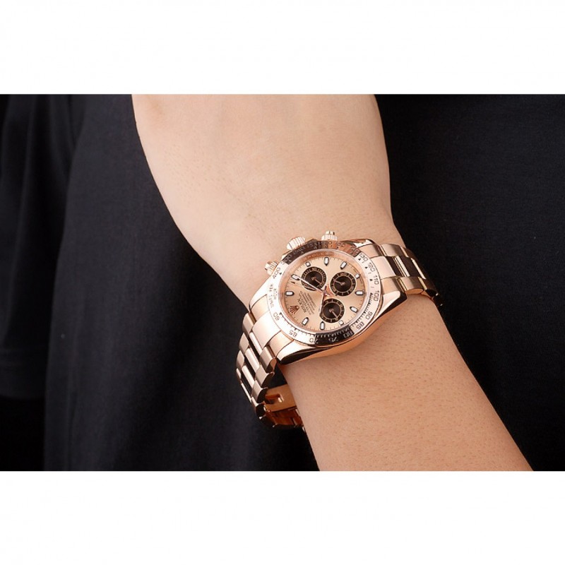 Rolex Daytona Rose Gold Plated Stainless Steel Bezel Rose Gold Dial-8