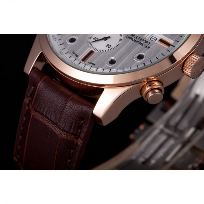 Mido Multifort Brown Croco Leather Strap White Dial 80287-6