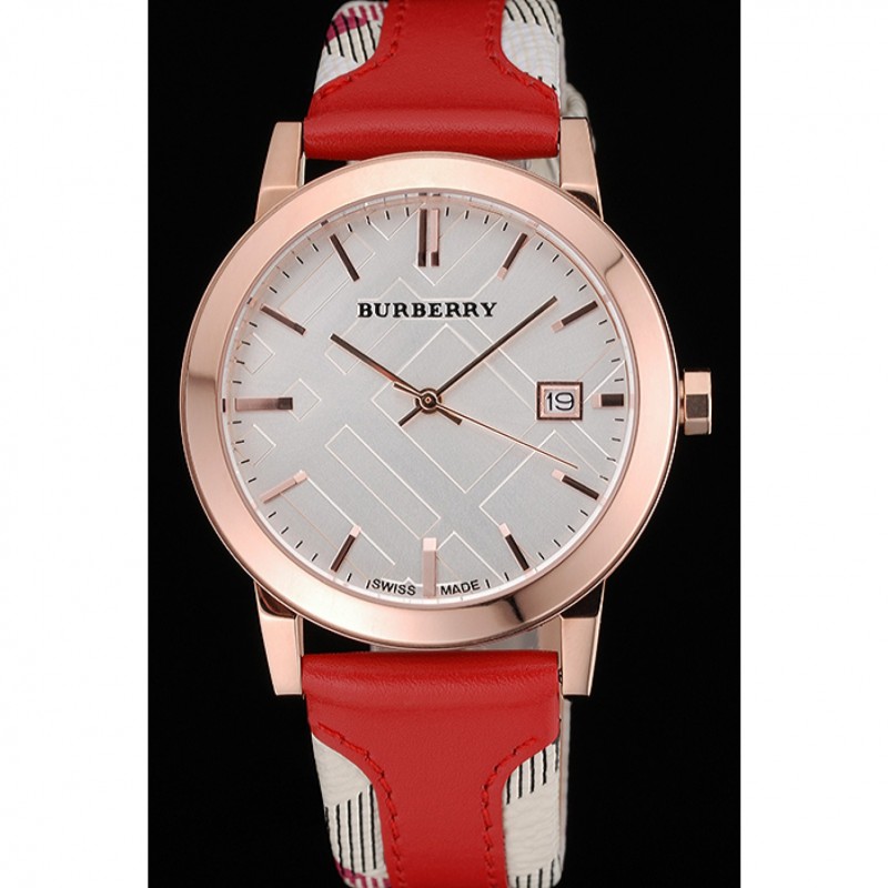 Burberry The City Classic Silver Dial Red Bracelet 622567-1