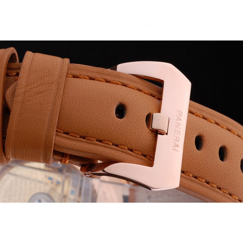 High Quality Replica Watches Panerai Luminor Marina White Dial Brown Leather Bracelet-5