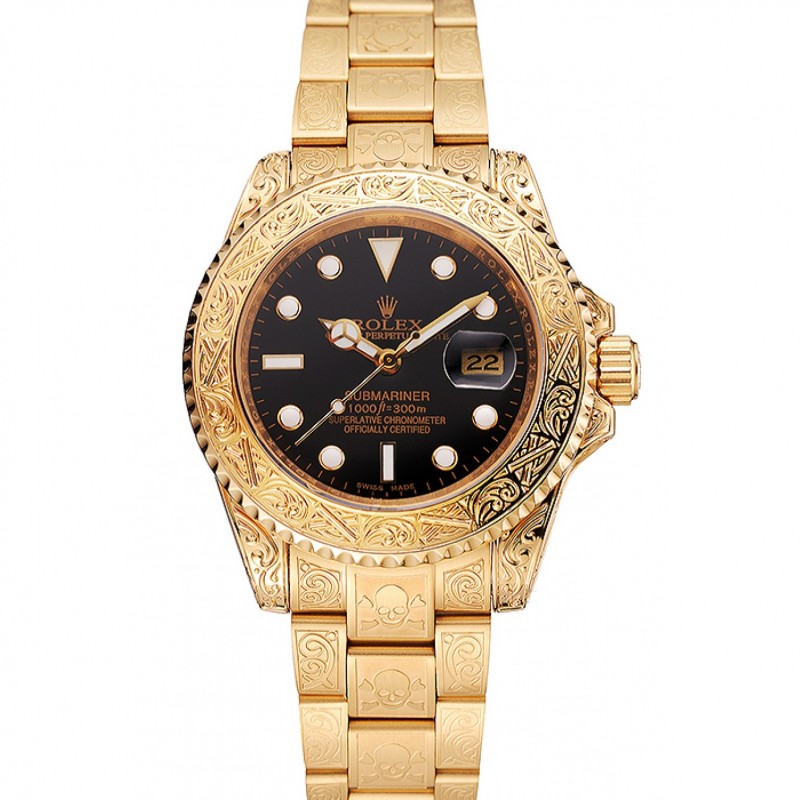 Rolex Submariner Skull Limited Edition Black Dial Gold Case And Bracelet 1454071-0