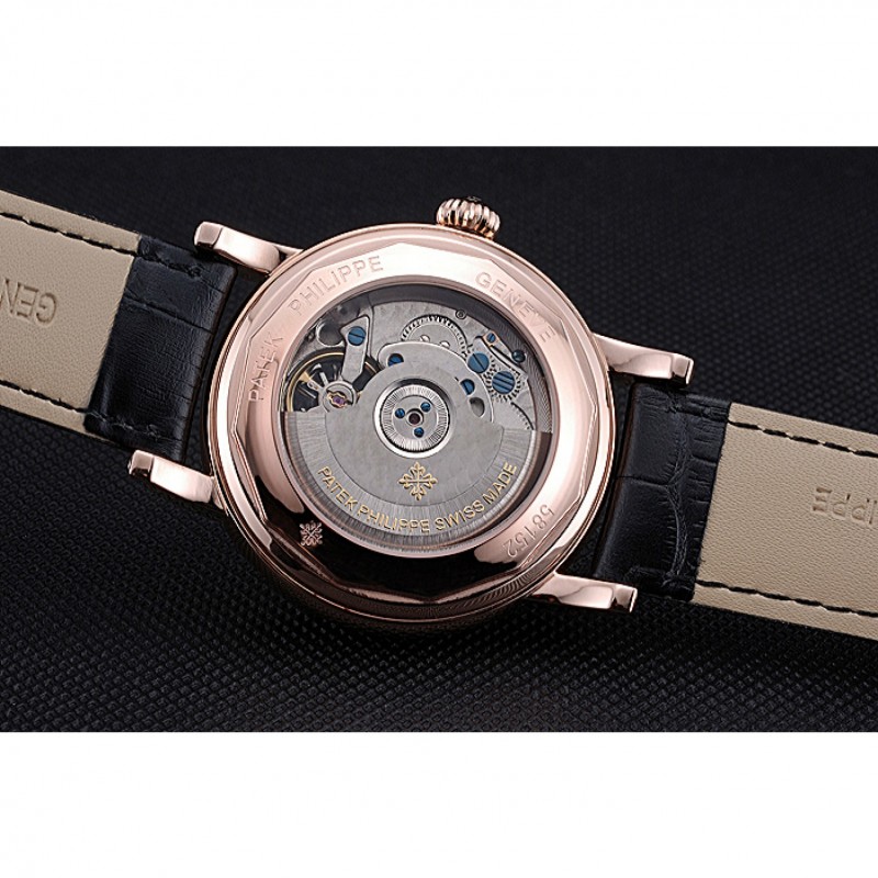 Patek Philippe Geneve Grand Complications Black Dial Tourbillon Rose Gold Bezel Black Band 622157-8