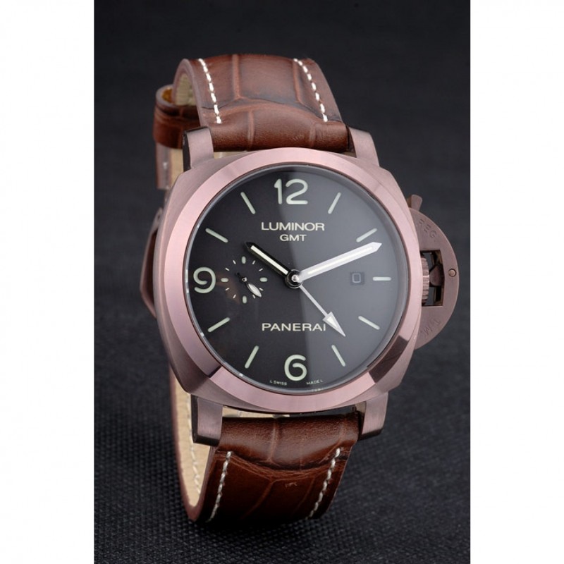 Panerai Luminor Brown Leather Strap Black Dial 80160-2