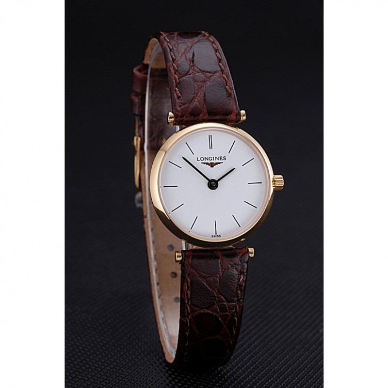 Longines La Grande Classique White Dial Brown Leather Strap Femme 622120-2