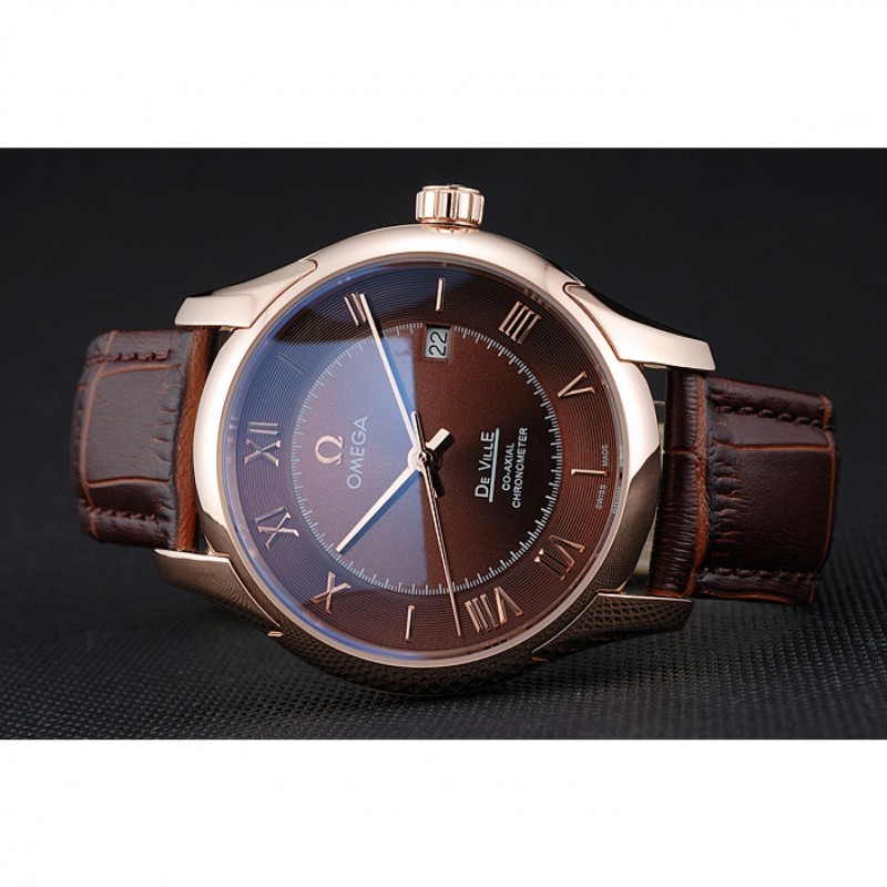 Omega DeVille Brown Dial Gold Case Brown Leather Strap 622831-4