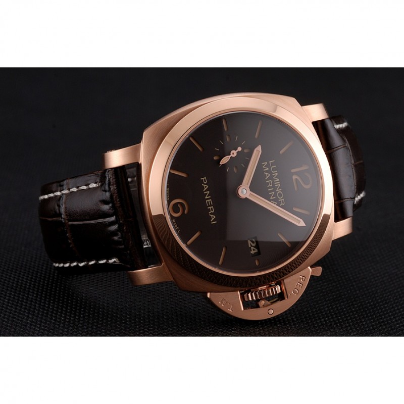 Swiss Panerai Luminor Marina 1950 3 Days Oro Rosso Brown Dial Rose Gold Case Brown Leather Strap-3