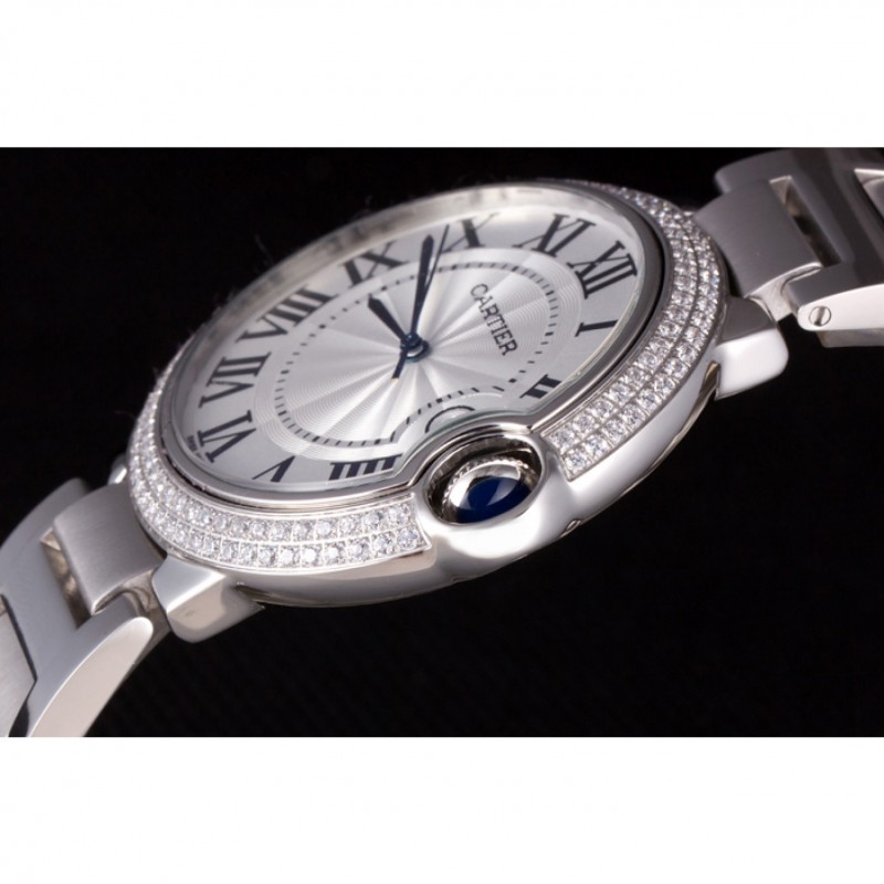 High Quality Replica Watches Cartier Ballon Bleu 44mm White Dial Diamonds Stainless Steel Case And Bracelet-5