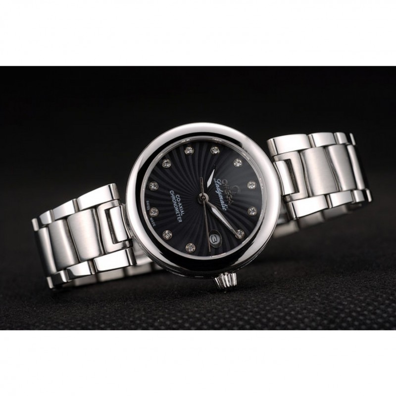 Omega DeVille Ladymatic Stainless Steel Strap Black Dial-3